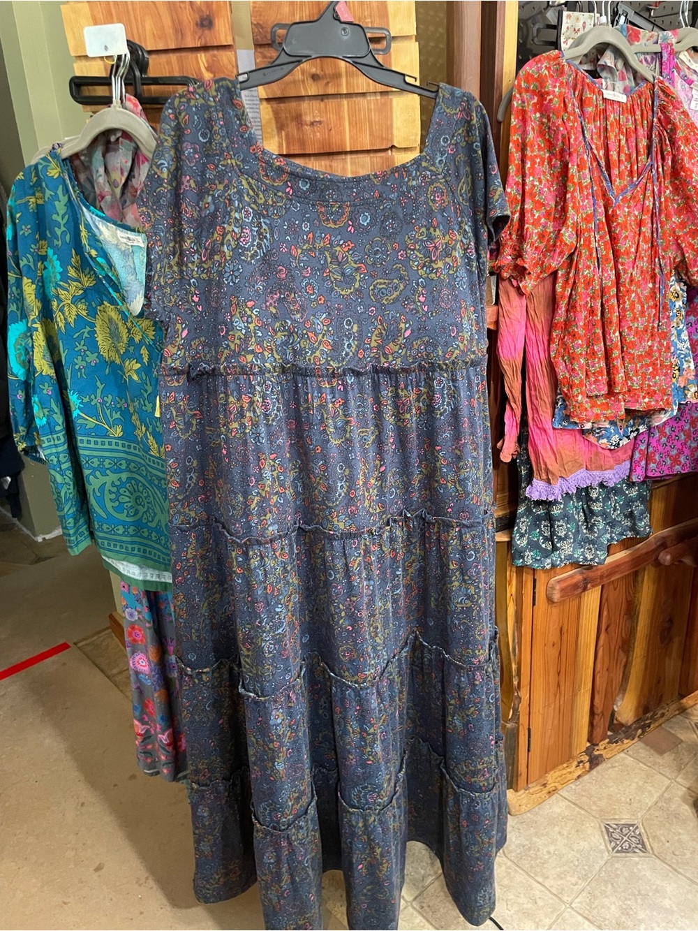 NATURAL LIFE Berkeley Berkley Navy Paisley Tiered Maxi Dress XL - Picture 1 of 7